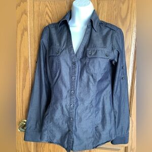 Express Design Studio 100% cotton dark chambray blouse.  Sz s